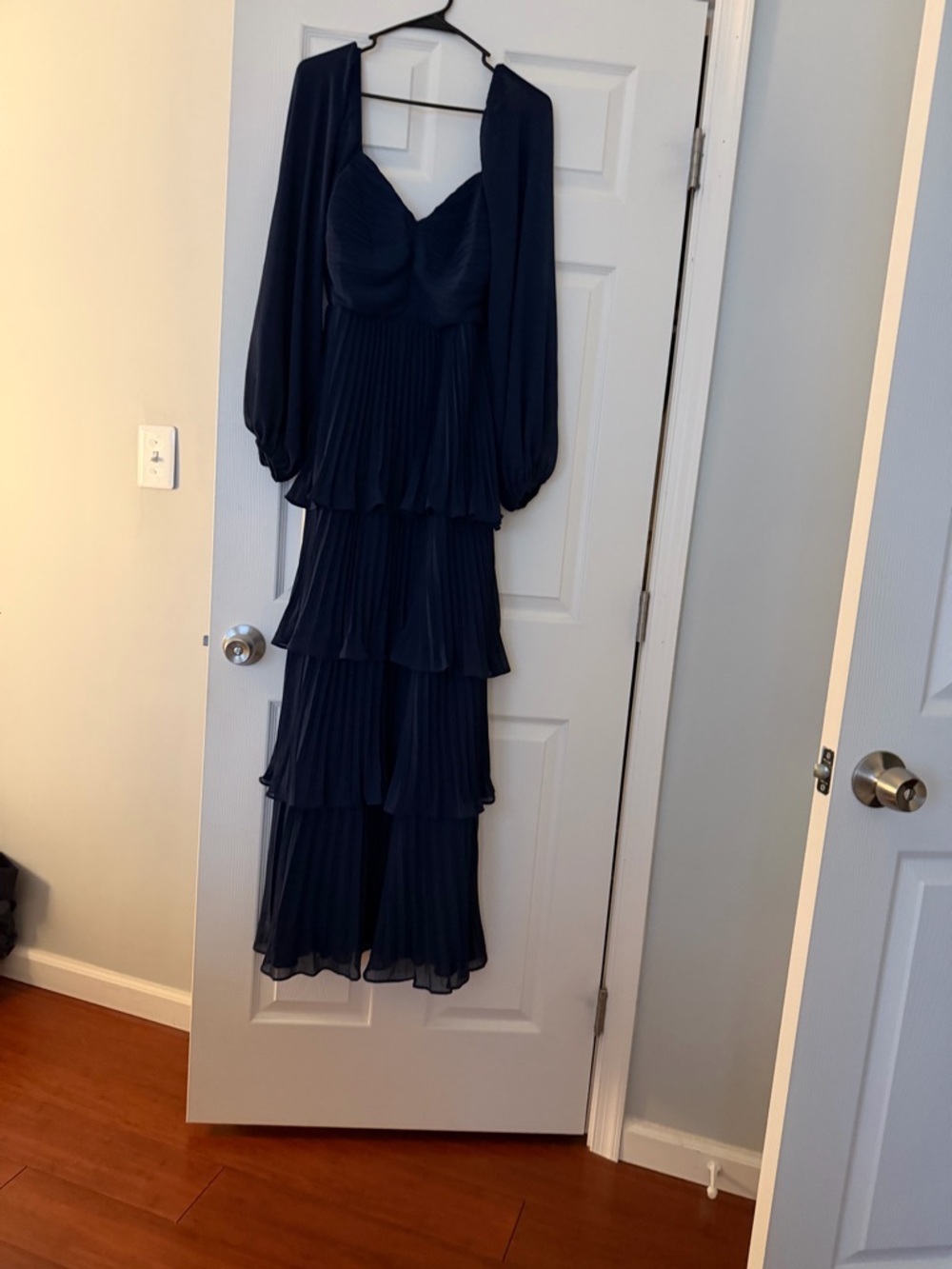 Lulus Impactful Elegance Navy Blue Tiered Balloon Sleeve Maxi Dress - Picture 12 of 12